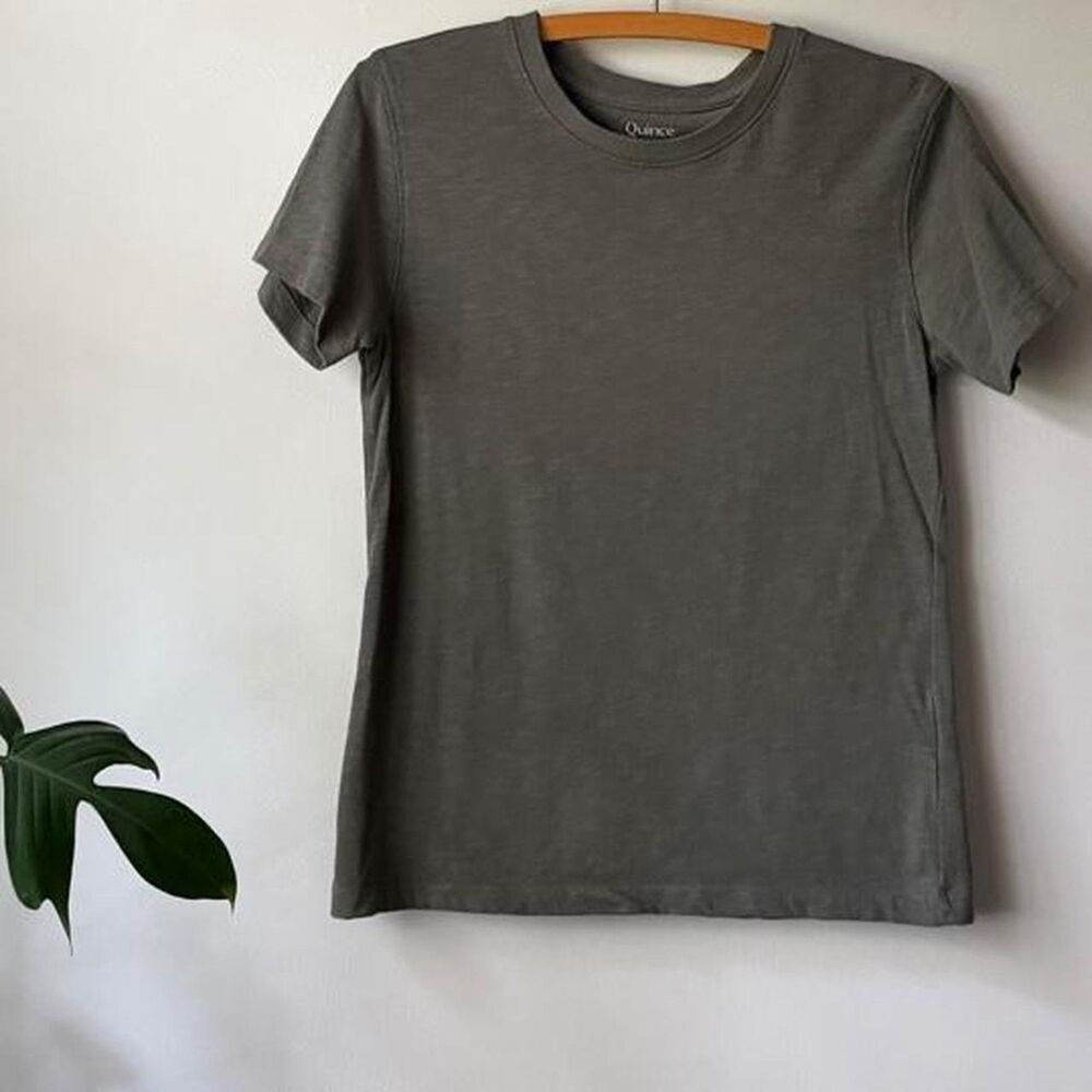 Quince olive green cotton tee